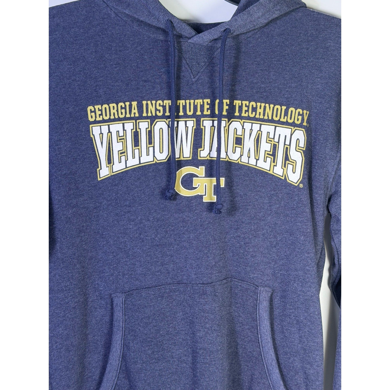 Rivalry Threads Georgia Tech Yellow Jackets men's blue pullover hoodie, size S, with team logo and comfortable fabric.