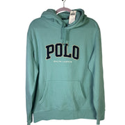 Green Polo Ralph Lauren men's classic fit logo pullover hoodie, size L, with front logo and cozy fabric.