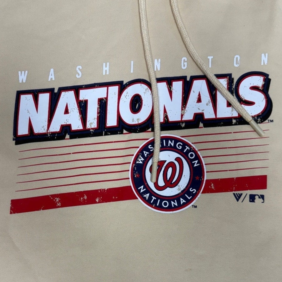 Levelwear Washington Nationals cream Podium Grain hoodie, size L, featuring team logo and comfortable pullover design.