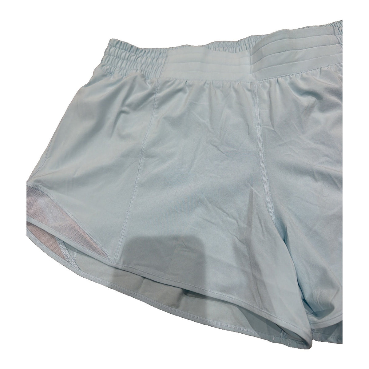Lululemon Hotty Hot HR 4-inch lined women's running shorts in foam blue with high-rise waist, size 14, new with tags