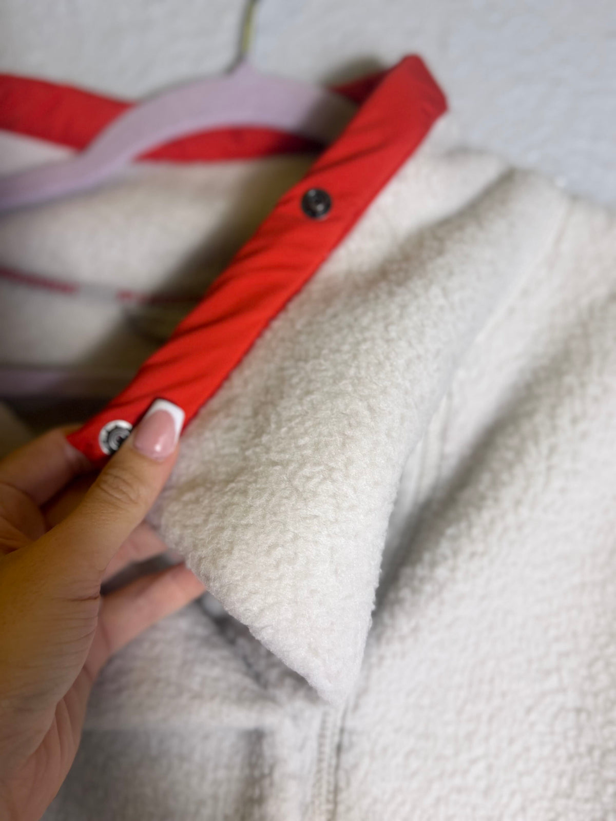 Free People FP Movement ivory fleece pullover for women, featuring a cozy Tofu combo design, size M, new with tags.