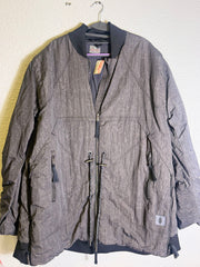 Gray Free People Movement oversized bomber jacket for women, showcasing the relaxed fit and stylish design.