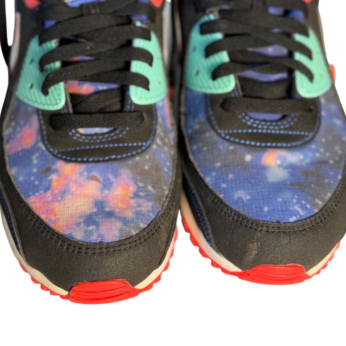 Nike Air Max 90 QS Galaxy space-themed sneakers for men, US size 11.5 showcasing a cosmic design and athletic style.