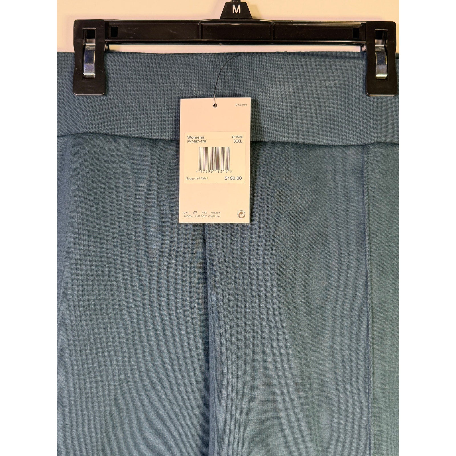 Nike Sportswear Tech Fleece high-waisted slim sweatpants for women in armory navy, size XXL, displayed flat.