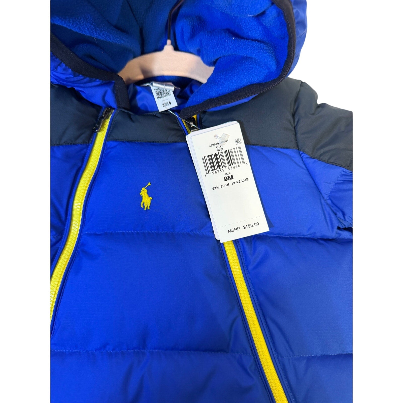 Polo Ralph Lauren Baby Down Snowsuit 9M Blue Hooded Bunting NWT