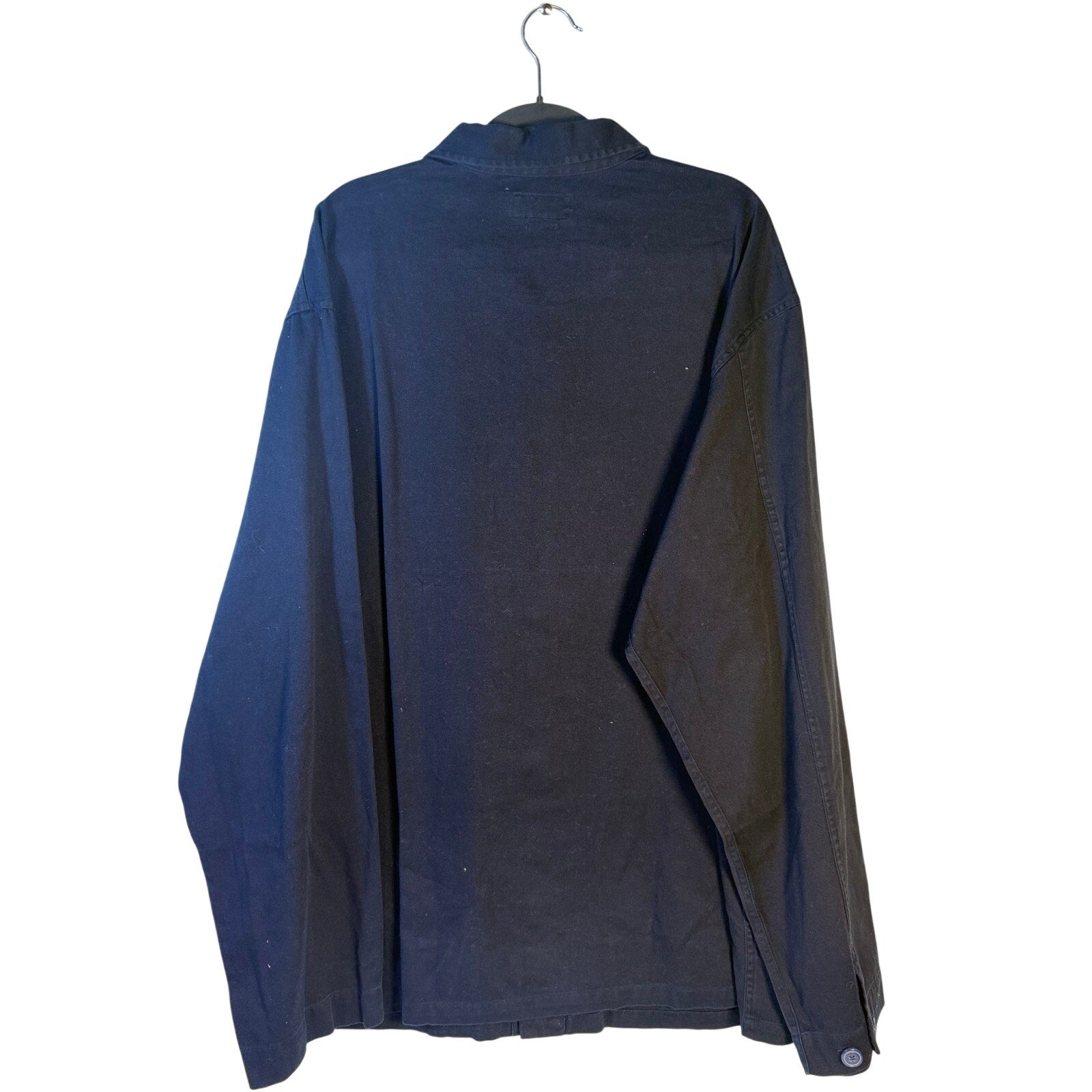 Navy Polo Ralph Lauren Men's Classic Fit Chore Jacket with button front, shown in XXL size, casual style and durable fabric.