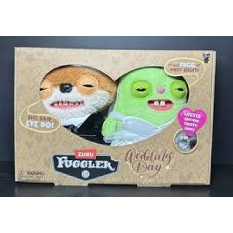 Zuru Fuggler Wedding Day plush set with limited edition tooth ring, featuring colorful plush toys in wedding-themed attire.
