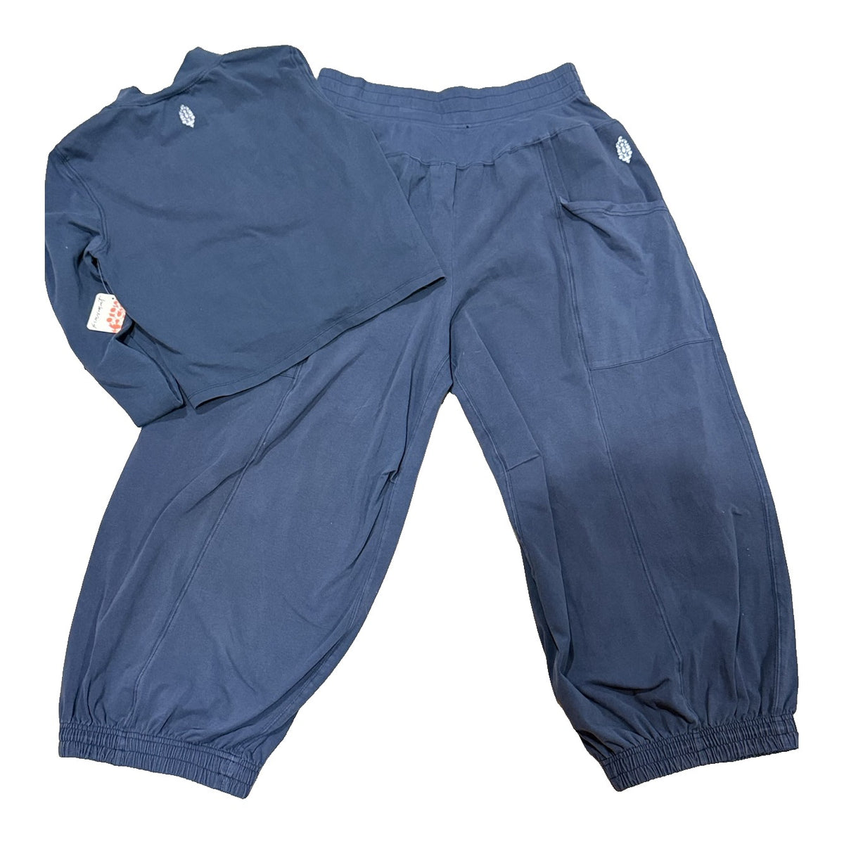 FP Movement women's midnight navy 2-piece set with mock neck top and jogger pants, stylish and comfortable clothing.