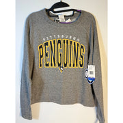 Concepts Sport Pittsburgh Penguins women's gray crew sweatshirt, large size, NHL team fan apparel, cozy and stylish.