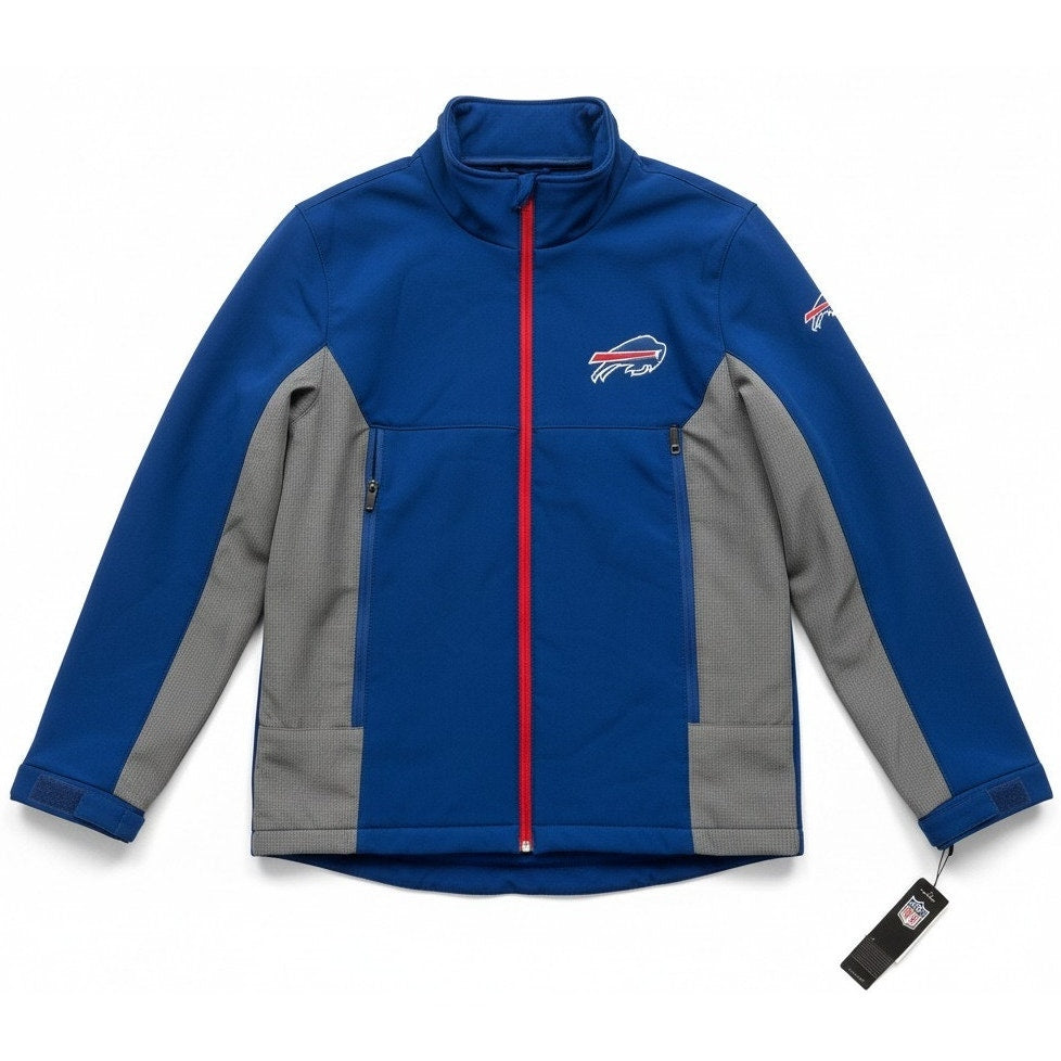 NFL Buffalo Bills full-zip winter jacket, size small, with team logo and NFL branding, front view showing design details.