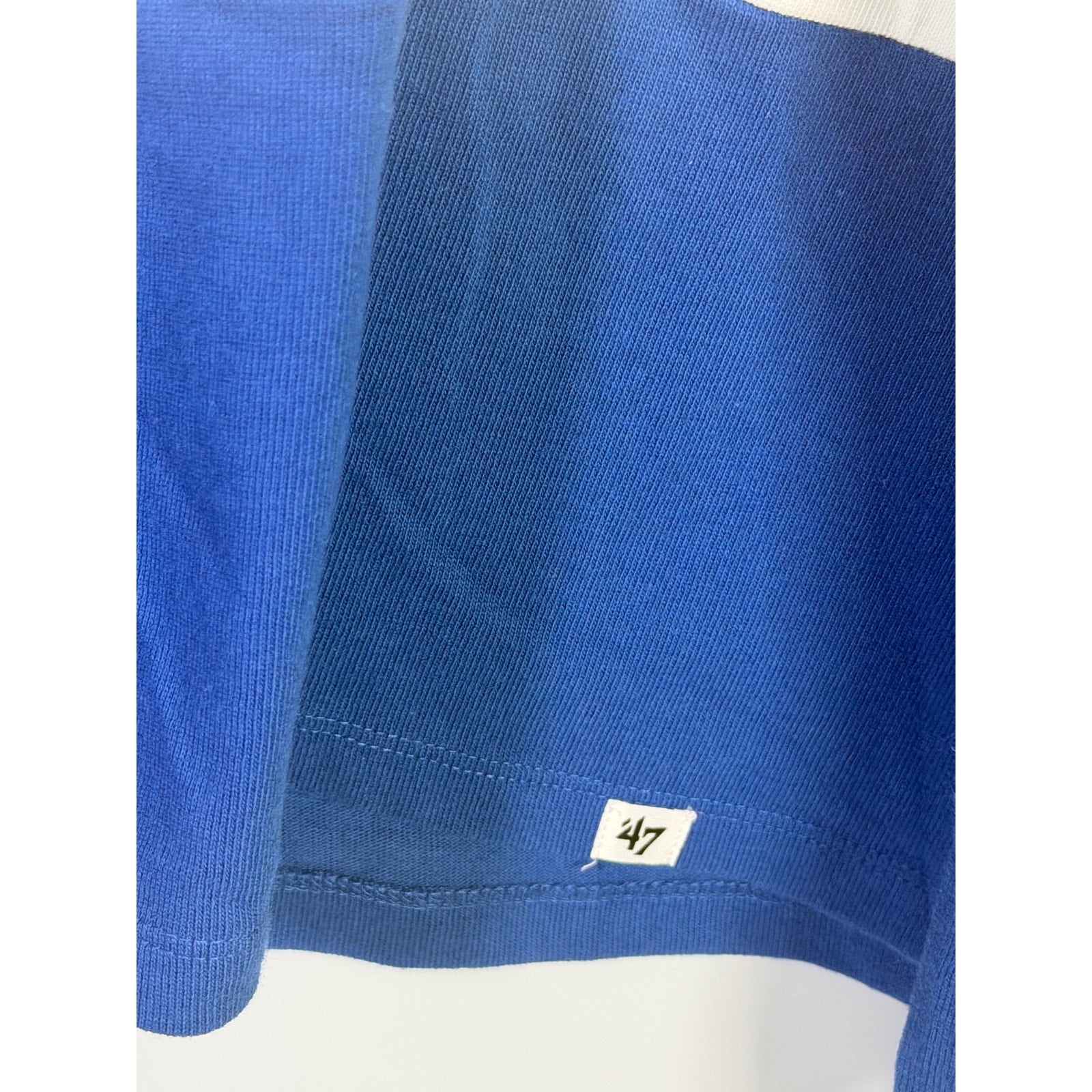 Men's 47 Brand New York Giants rugby shirt in blue and white stripes, long sleeve, size XL, new with tags.