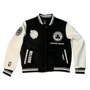 Pro Standard Boston Celtics varsity jacket in size S with green and white team logo, varsity style with leather sleeves.