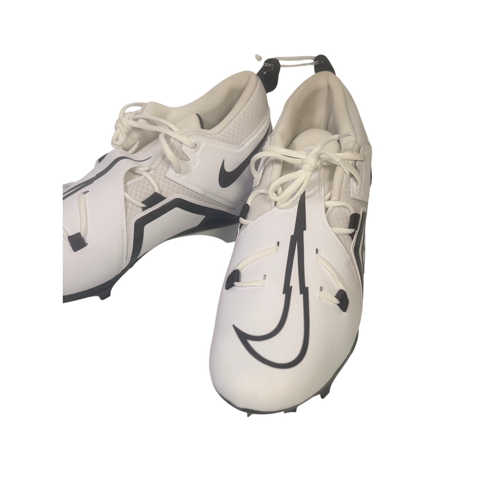 Nike Alpha men's football cleats in white and black, size 17, featuring durable design and athletic traction for the game.