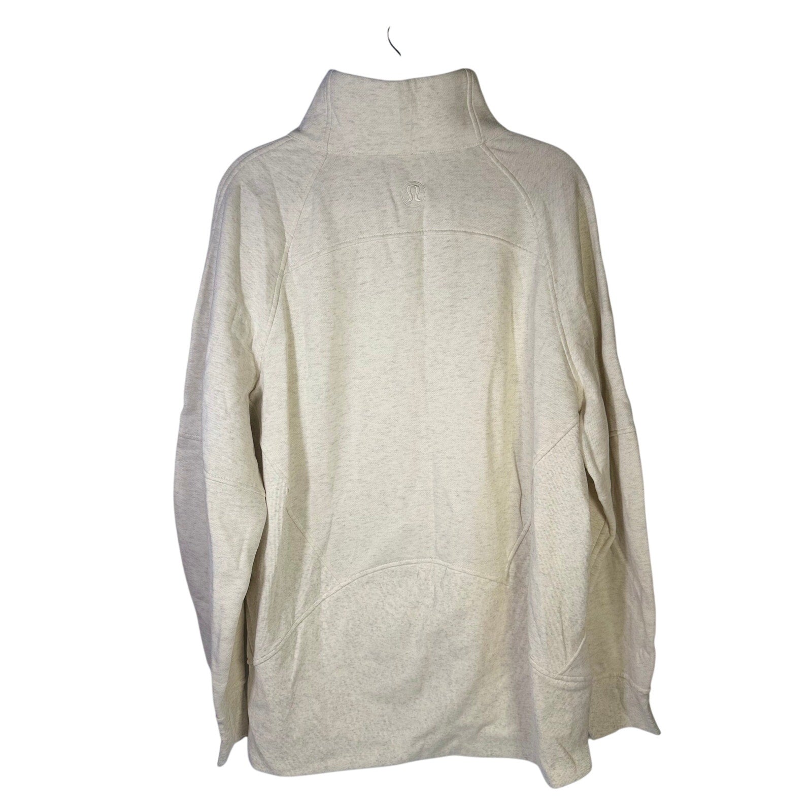Lululemon women's heathered gray scuba oversized funnel neck half zip sweatshirt in XL/XXL size, front view.