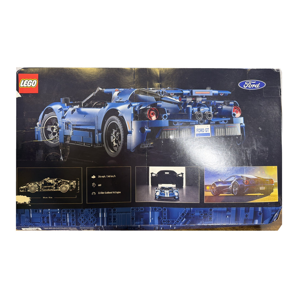 LEGO Technic Ford GT 42154 building set with 1466 pieces, designed for ages 18 and up, new in box with some box wear.