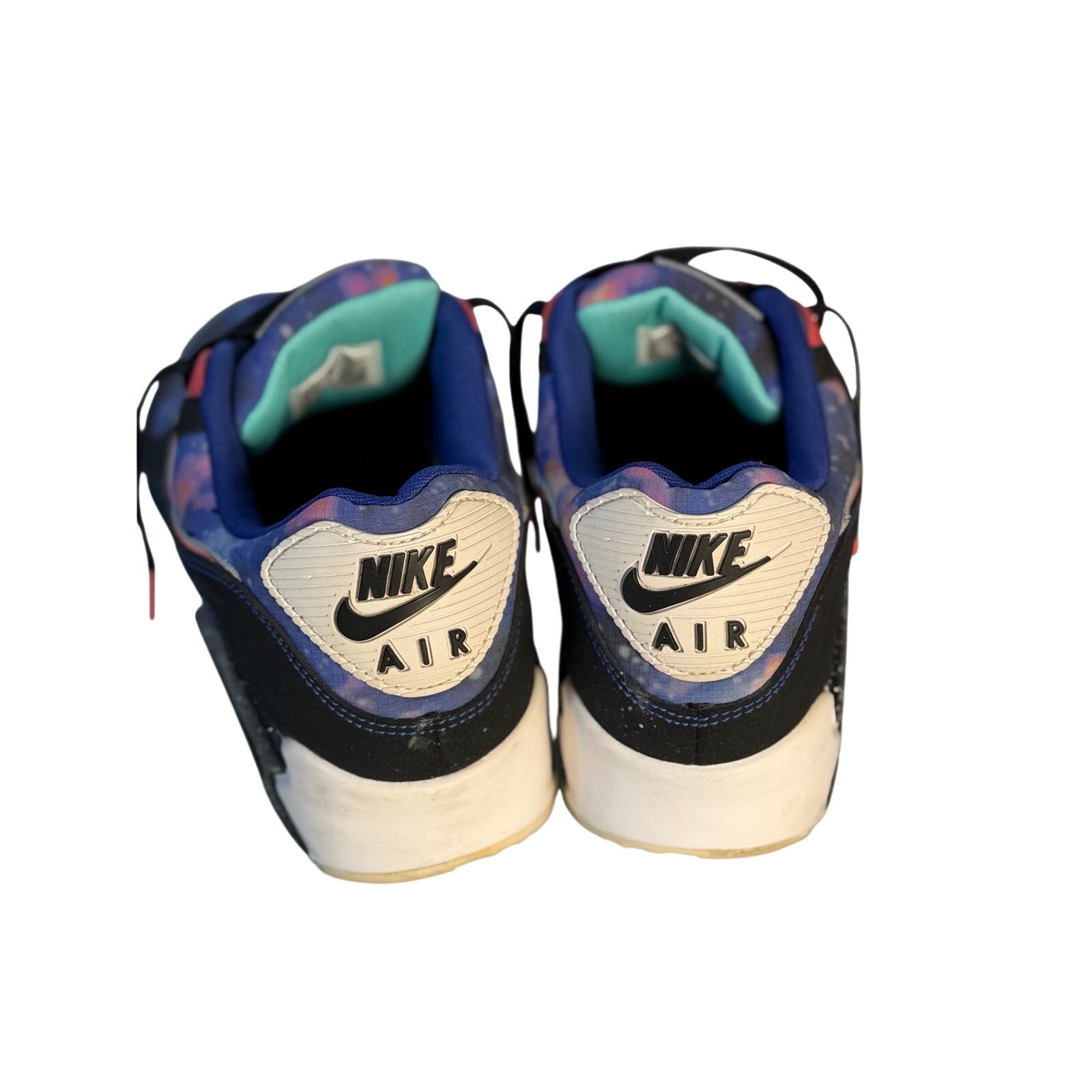 Nike Air Max 90 QS Galaxy space-themed sneakers for men, US 11.5, featuring cosmic design and iconic athletic style.