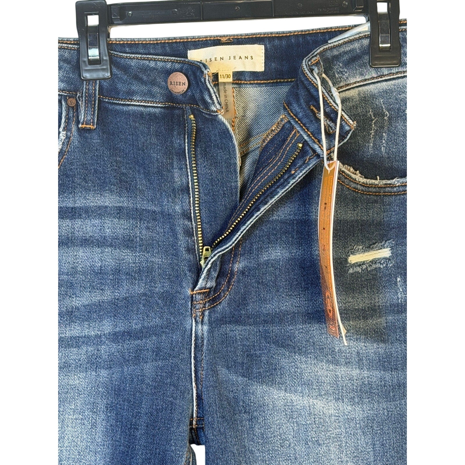 Risen Jeans Women’s Size 11/30 High-Rise Distressed Flare Jeans NWT