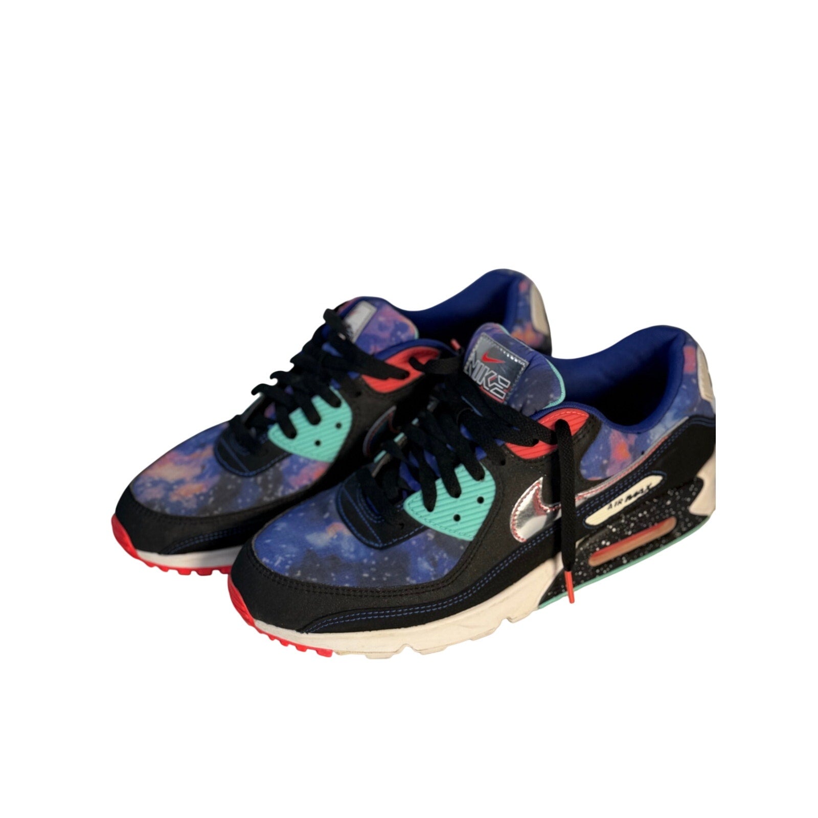 Nike Air Max 90 QS Galaxy Space Theme sneakers for men, US 11.5, featuring a cosmic galaxy design and sporty silhouette.