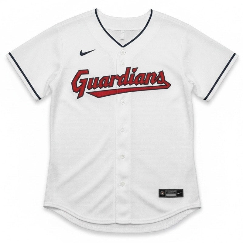 Nike Women's Cleveland Guardians Shane Bieber #57 white Cool Base jersey, size L, featuring team and player details.