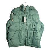 Alpine Design men's green hooded puffer jacket, size M, showing the padded, insulated exterior and adjustable hood.