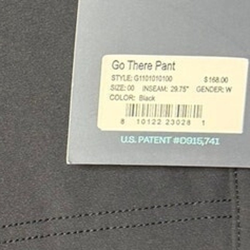 Black Gnara Go There Pants for women, size 00, featuring a GoFly® zipper and a relaxed fit.