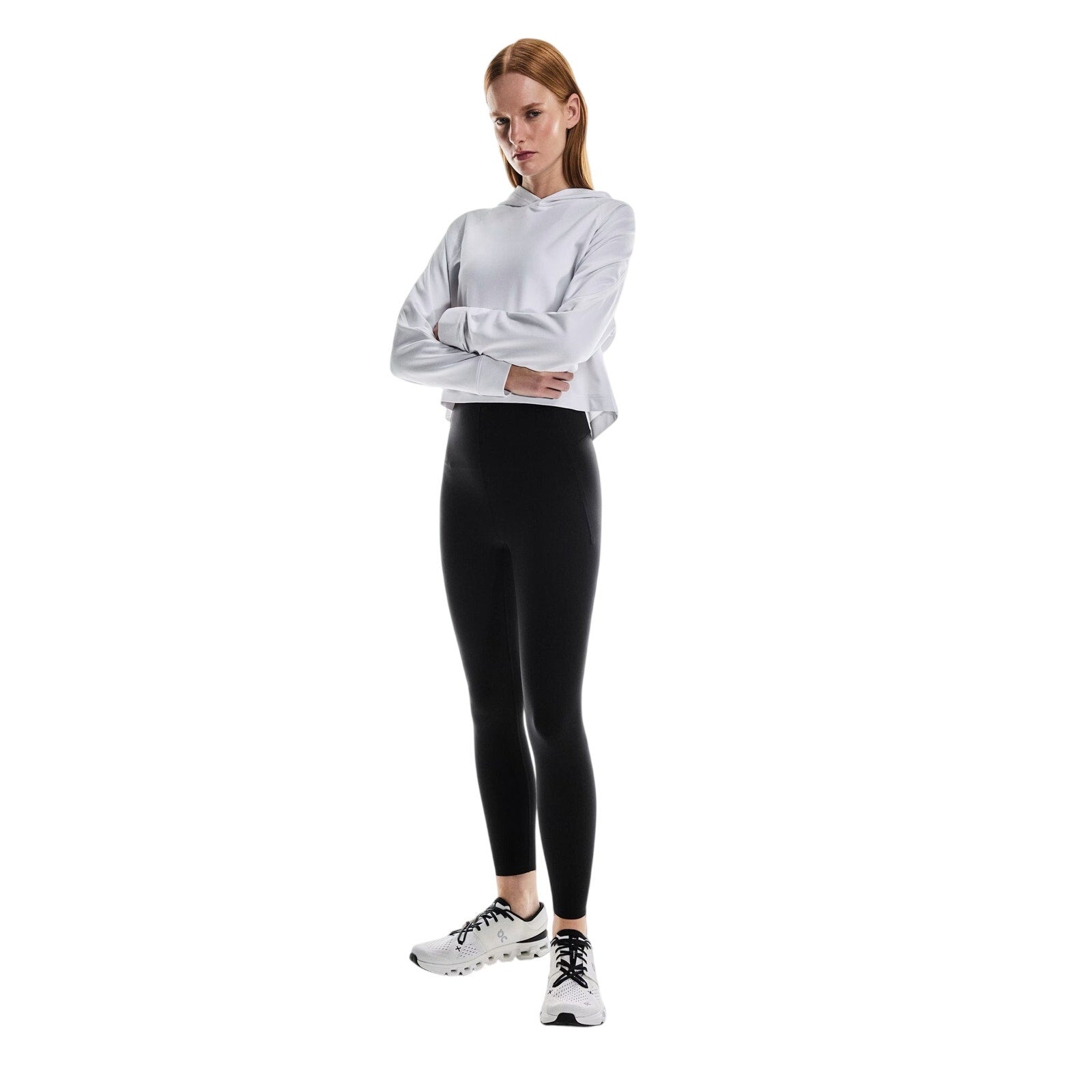 Black On Cloud Active tights for women, large size, form-fitting leggings designed for active wear and athletic comfort.