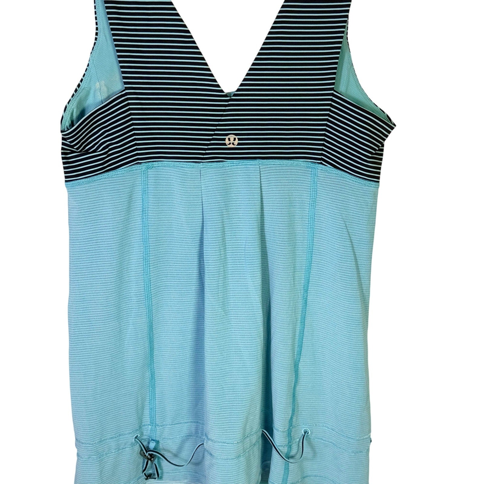 Lululemon Women’s Size 6 Blue Striped V-Neck Athletic Tank Top Drawcord