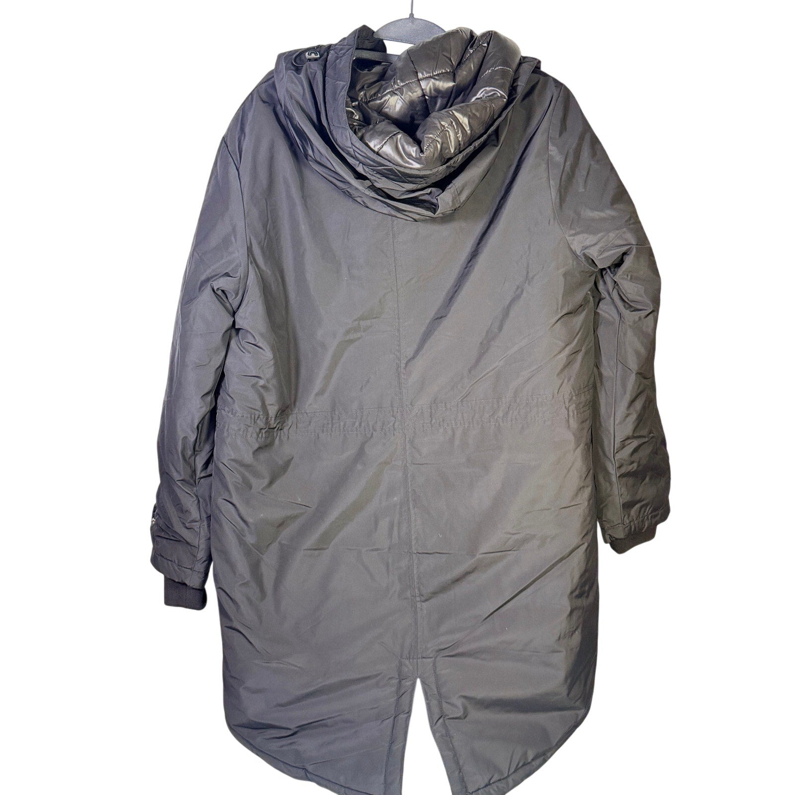 Black Free Country Women's Arctic Series Anorak jacket with hood, long coat design, suitable for cold weather.