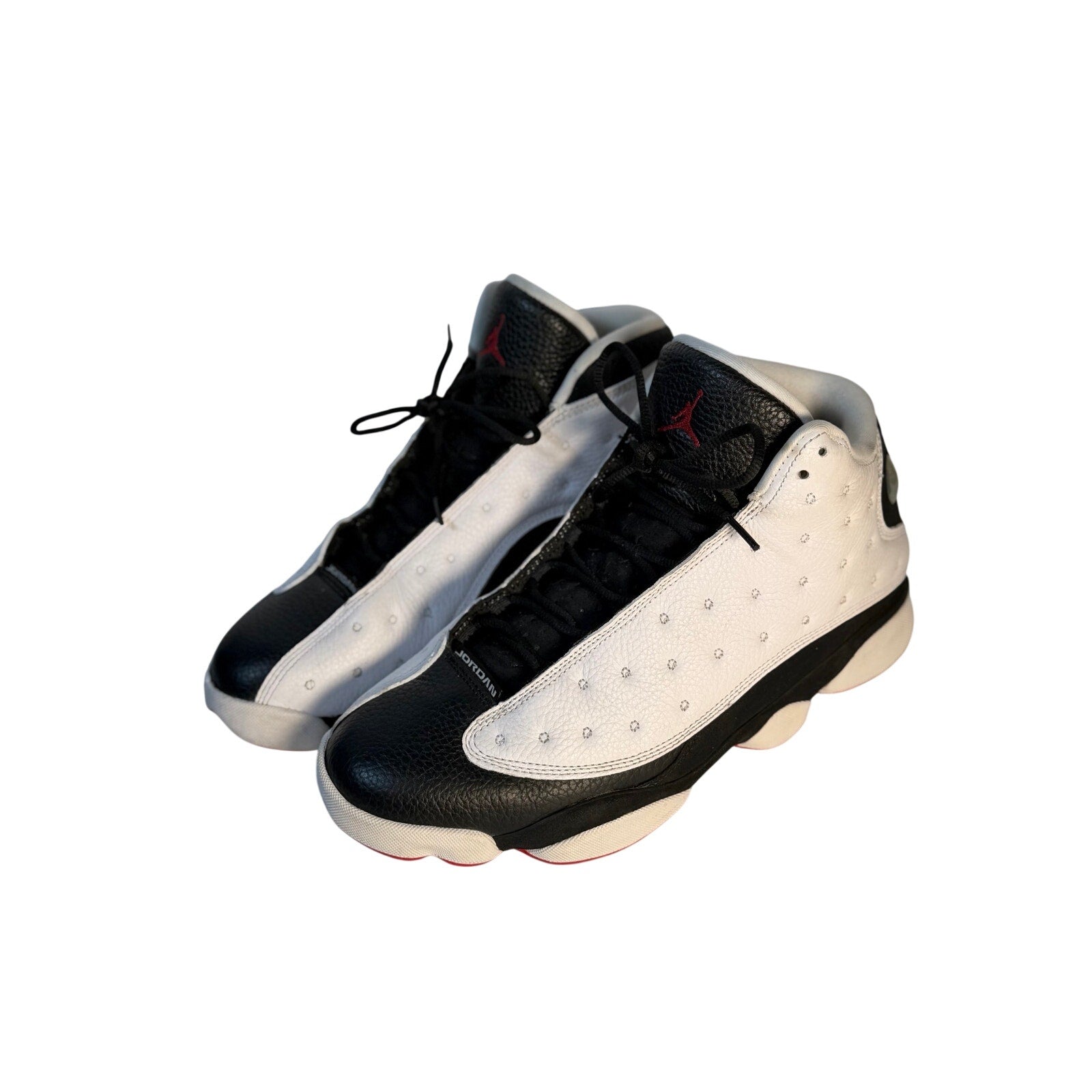 Air Jordan 13 Retro He Got Game black and white men's athletic sneakers, US size 11.5, featuring iconic basketball shoe design.