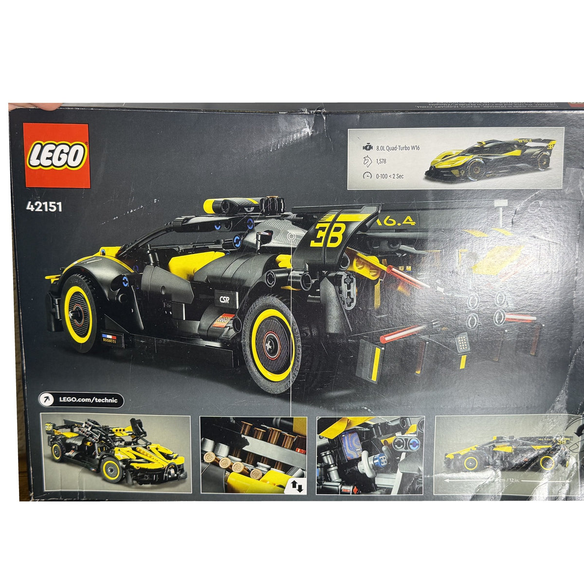 LEGO Technic Bugatti Bolide 42151 905 Pieces New Damaged Box