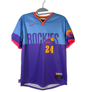 Nike Rockies McMahon #24 City Connect youth jersey in size L 14/16, featuring team logo and vibrant design details.