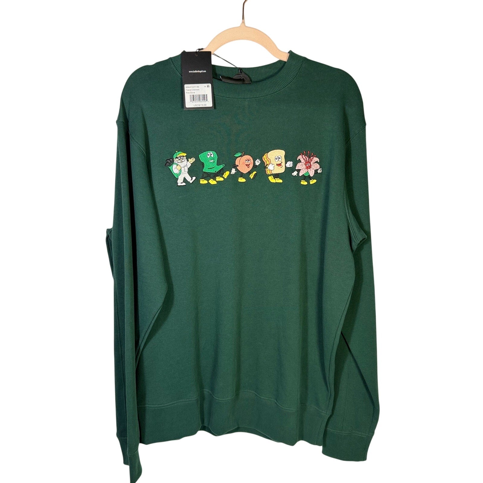 Men’s Bad Birdie Pine Grove embroidered golf fleece crewneck sweatshirt in medium, featuring a cozy, stylish design.