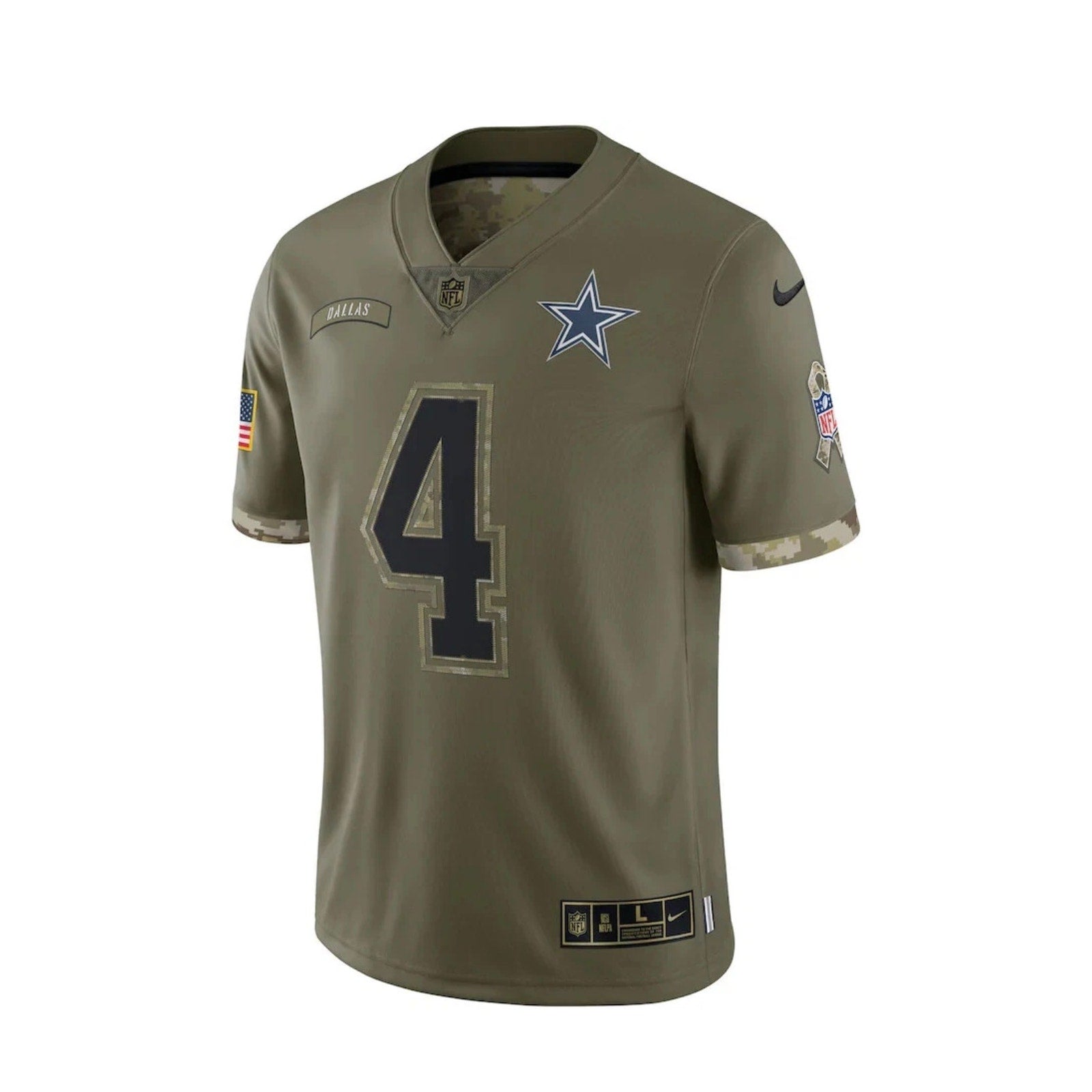 Nike Dallas Cowboys Dak Prescott #4 Salute to Service Jersey – Men's Medium – Green