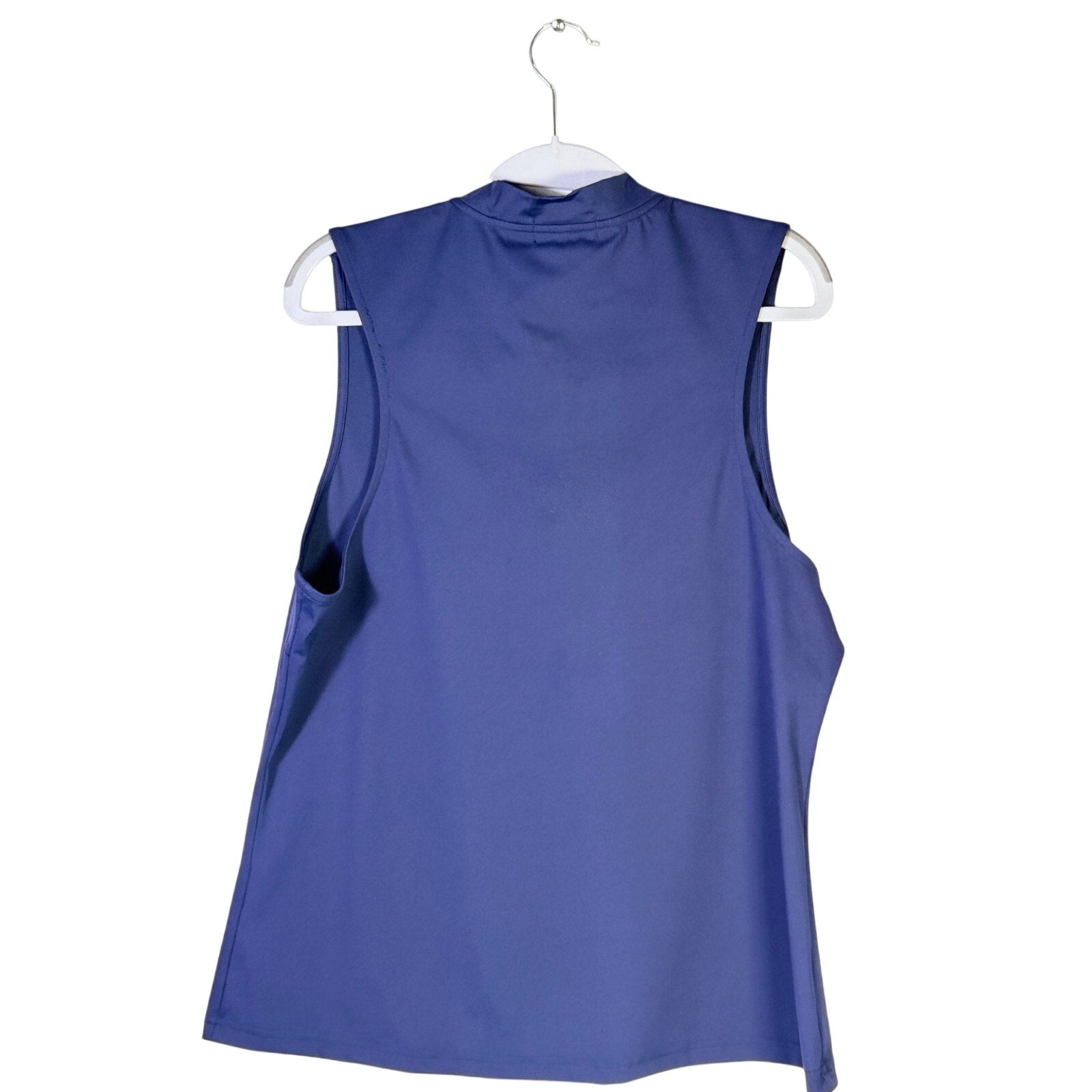 Bad Birdie women's blue sleeveless quarter-zip golf polo tank top, medium size, stylish athletic women's apparel.