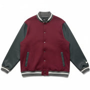 Nike men's XXL dark maroon letterman jacket with team branding and varsity-style design, front view showing jacket details.