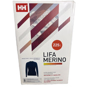 Helly Hansen Women's Lifa Merino Midweight Graphic Crew Base Layer Top in navy leopard print, size XL, new with tags.