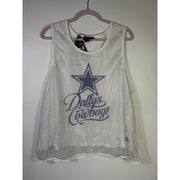 White WEAR by Erin Andrews Dallas Cowboys jeweled mesh tank top for women in 2XL, featuring a stylish and breathable design.