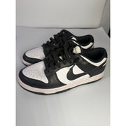 Nike Dunk Low Panda youth sneakers in black and white, size 5Y, featuring classic Nike branding and stylish low-top design.