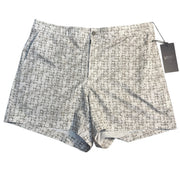 VRST Men’s Large 5” Resort Short White Silver Geo 4-Way Stretch UPF 50+