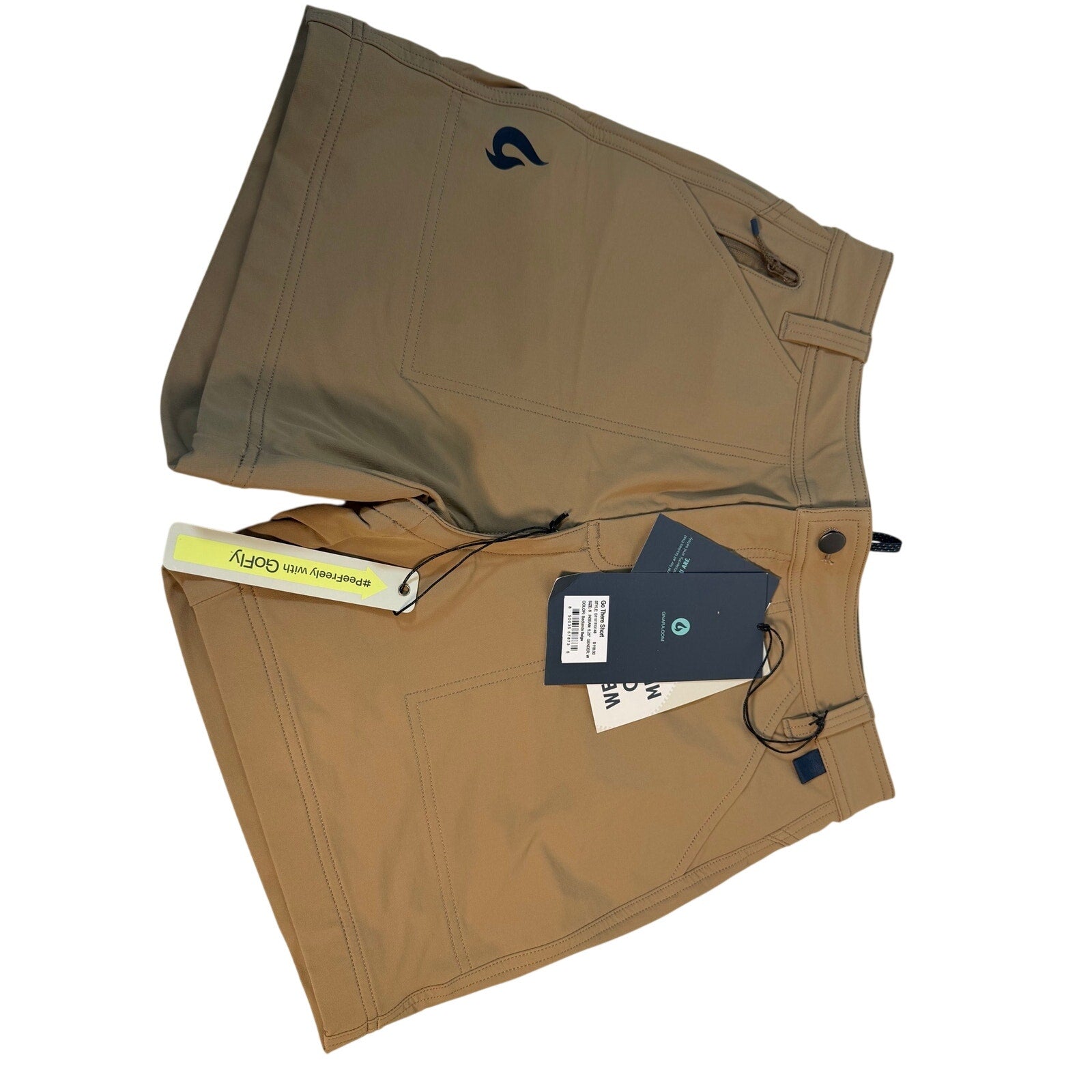 Gnara men's soft shell hiking shorts in brown, size M, featuring a performance design and lightweight fabric for outdoor activities.