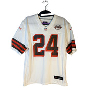Nike Cleveland Browns #24 NFL youth game jersey in white, size large (14-16), featuring team logo and player number.