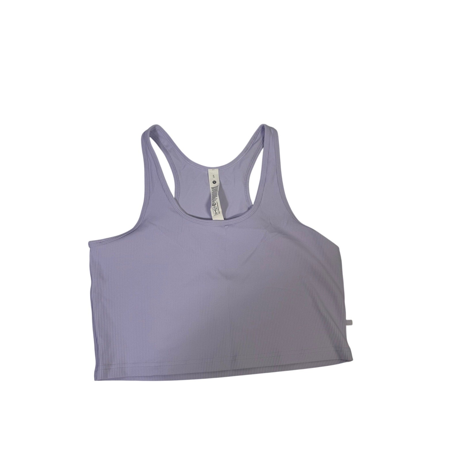 Lululemon Power Pivot training tank top in lavender frost, size XL, lightweight athletic top for workout and training.