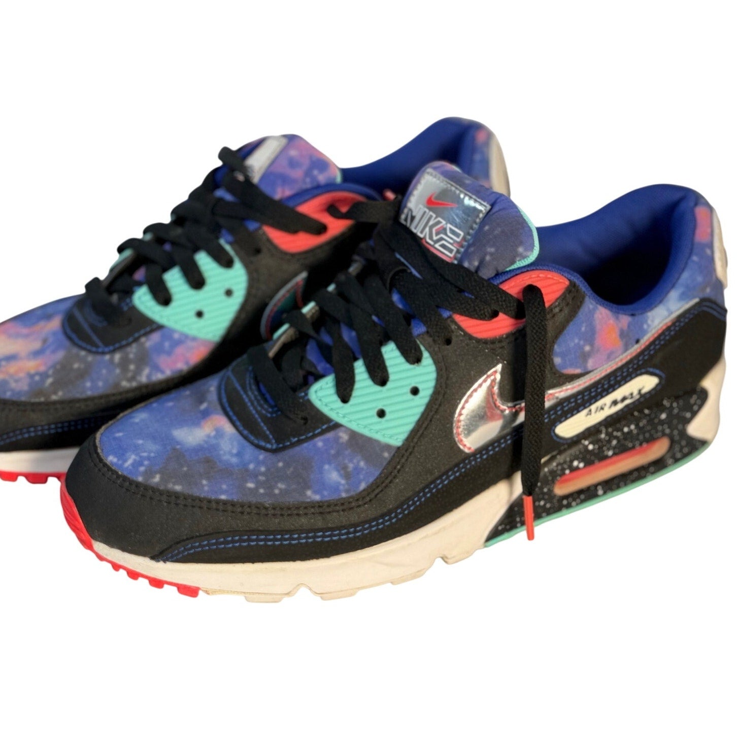 Nike Air Max 90 QS Galaxy space-themed sneakers for men, US 11.5, featuring cosmic design and classic sneaker silhouette.