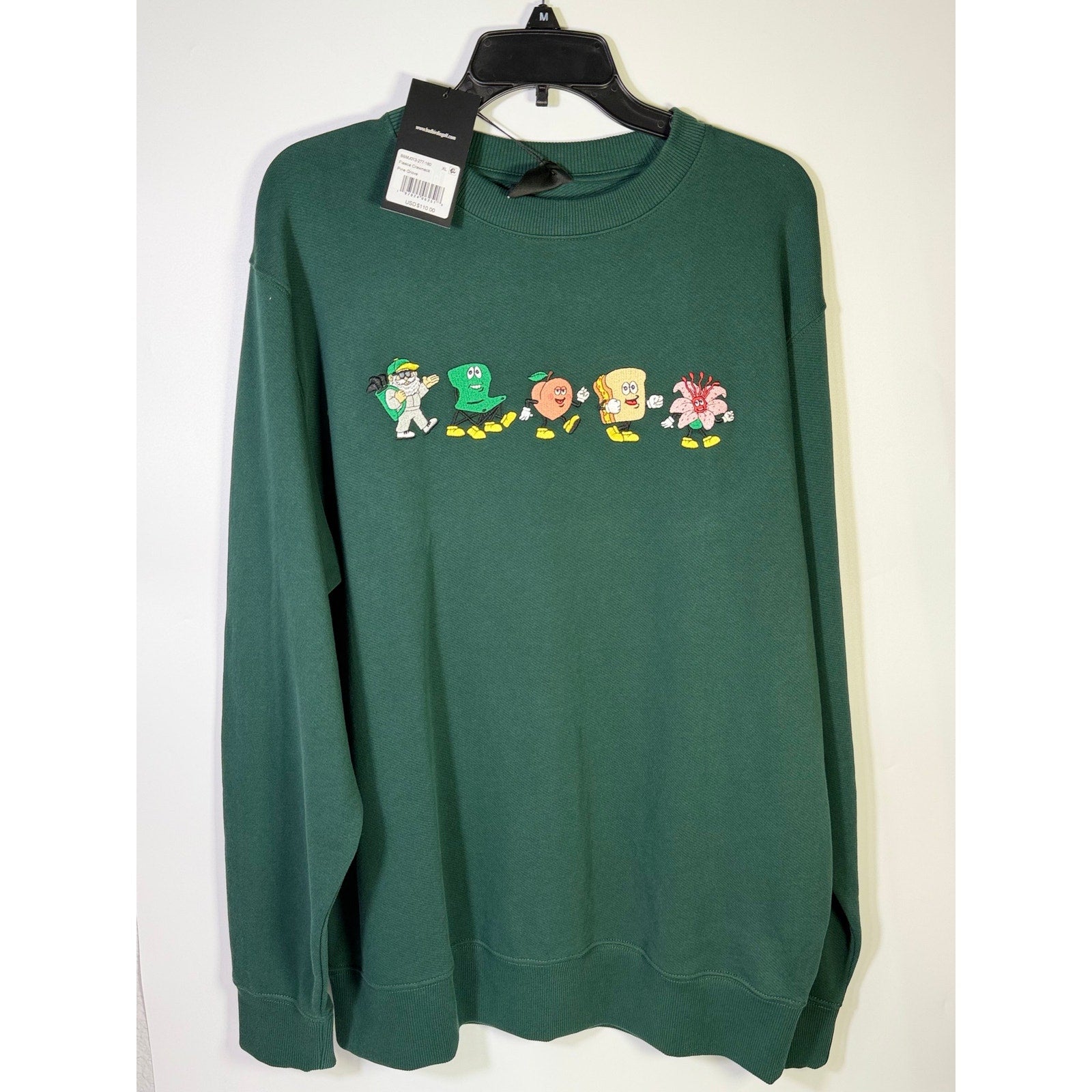 Bad Birdie Pine Grove embroidered golf fleece crewneck for men, XL size, showcasing the detailed embroidery and comfortable fabric.