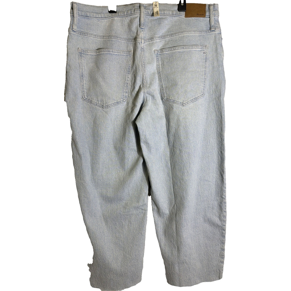 Madewell The Perfect Vintage wide-leg crop jeans in light wash, women's size 33, showing the fit and denim texture.