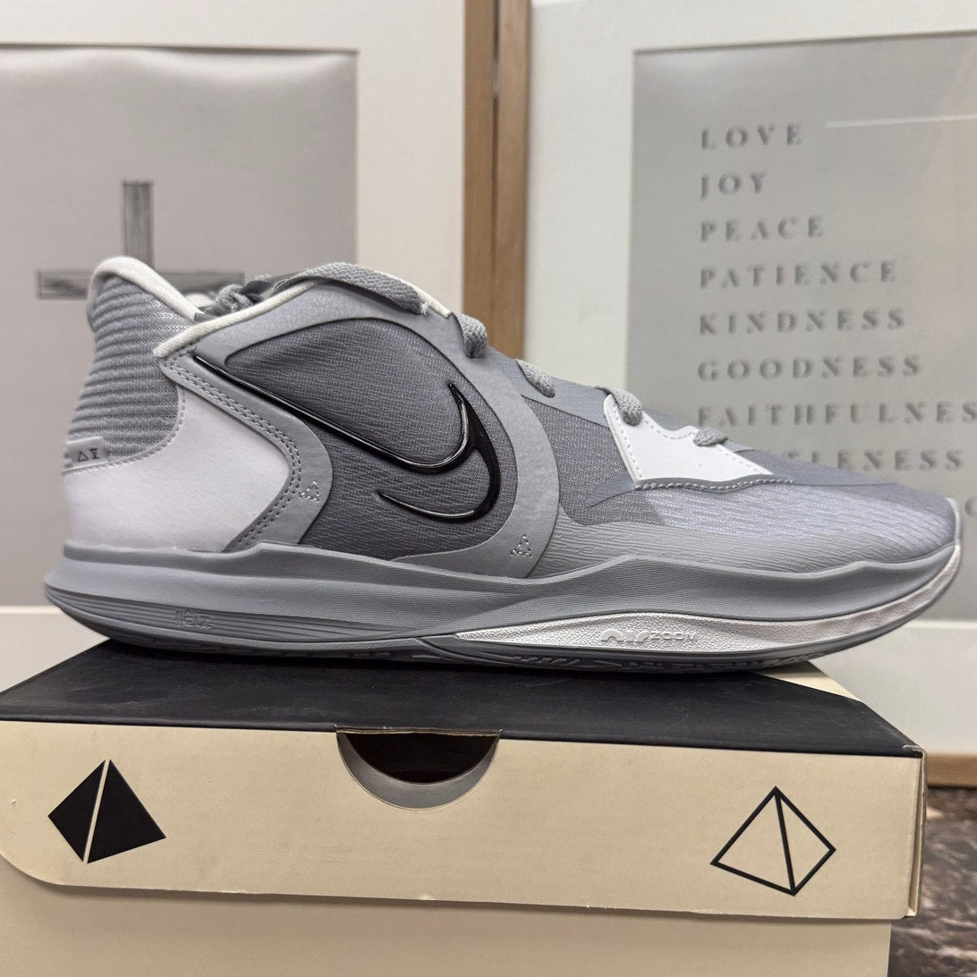 Nike Giannis Freak 6 TB basketball shoes in Wolf Grey, Black, and White for men, size 12, new in box with visible design details.