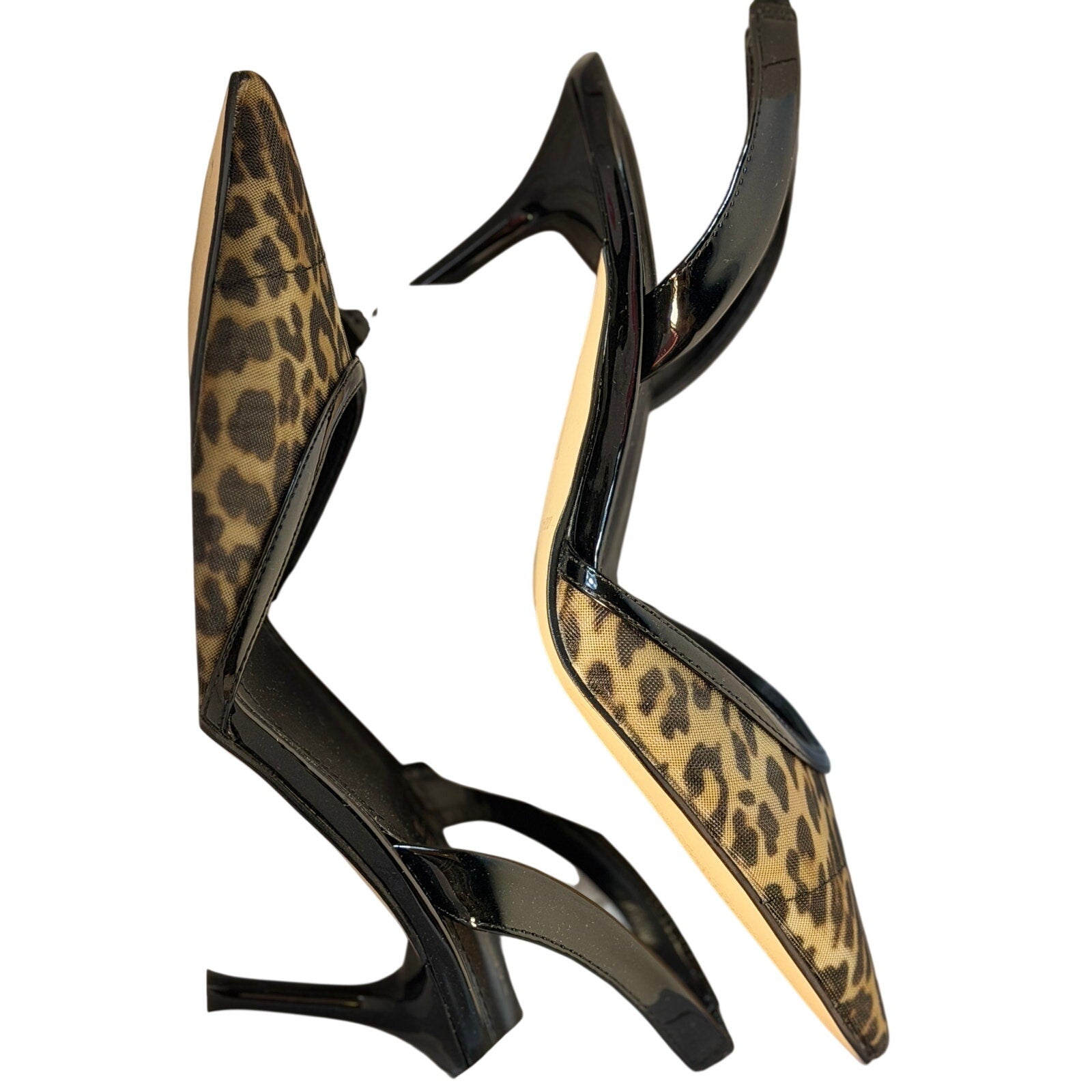 Marc Fisher Hadya leopard print slingback pumps for women, US 6M, pointed toe, stylish and elegant footwear.