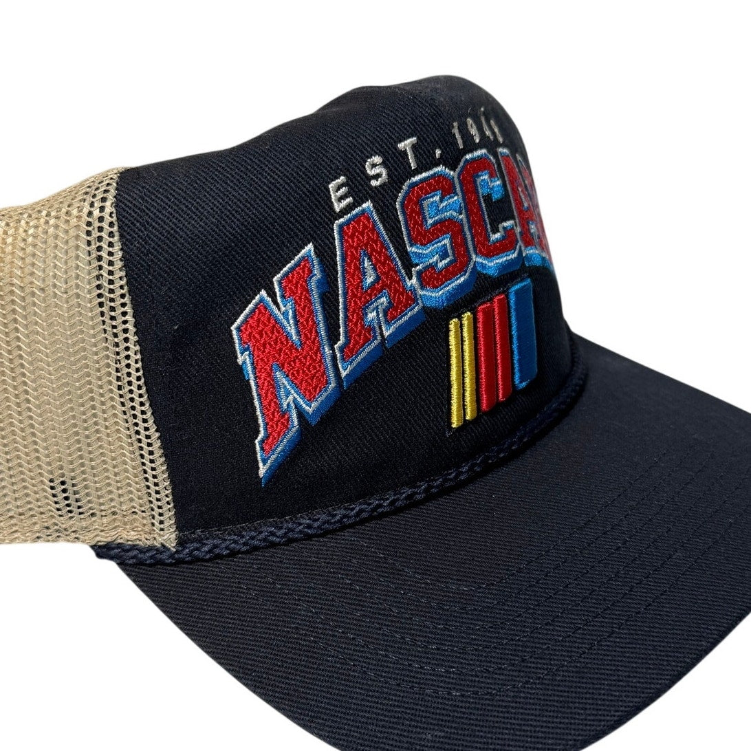 NASCAR Vintage Trucker Hat – Navy/Tan – Adjustable – One Size