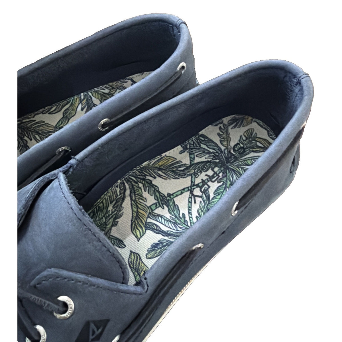 Men's Sperry Authentic Original 2-Eye boat shoes in navy nubuck leather, size 15, new in box.