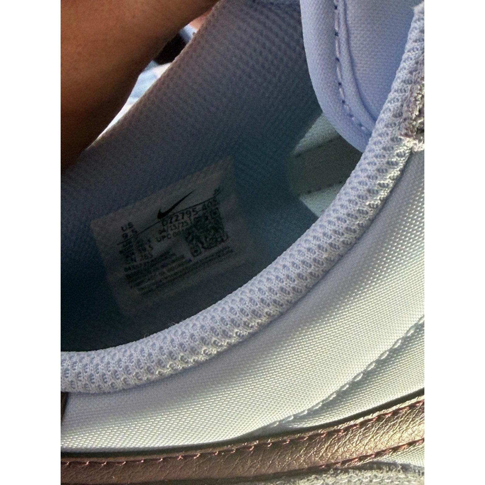 Nike Classic Cortez nylon men's sneakers in light blue and burgundy, size 8.5, featuring a sleek athletic design.